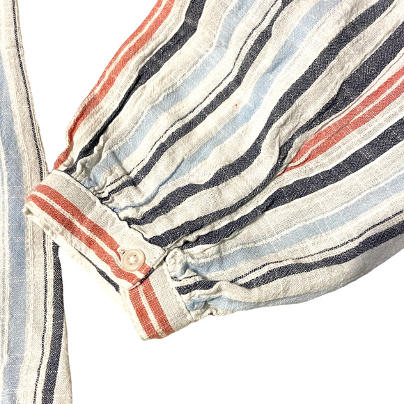 Time and Tru All Cotton Long Sleeve Peasant Style Stripe Womens top blouse S 4-6 - Picture 5 of 10